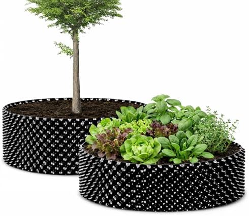 RooTrimmer Air Pruning Containers 60 Gallon 2P, Raised Garden Bed Large Tree Pos New Plastic Nursery Pot Fruit Vegetable Garden Grow beds (4 ft Diameter), Black