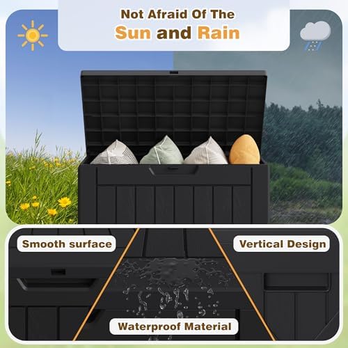 Flamaker Resin Deck Box 40 Gallon Waterproof Outdoor Storage Box