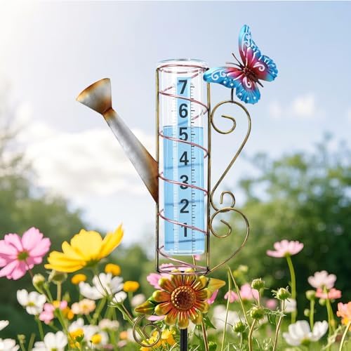 Rain Gauge Outdoor, Kettle-Shape Rain Gauges for Yard Patio Lawn Decor