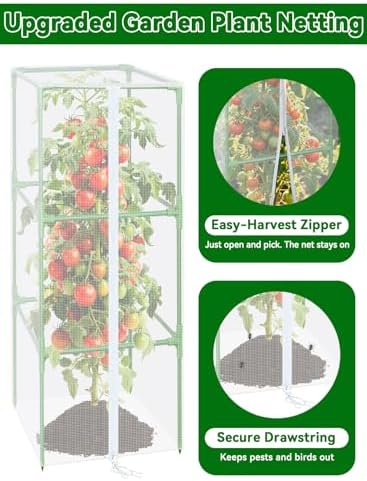 ZeeDix 57x16.1 in Garden Tomato Plant Cover Netting for Square Tomato Cage