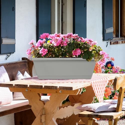 12Pcs 17Inches Rectangle Planter Box with Drainage Holes and Trays