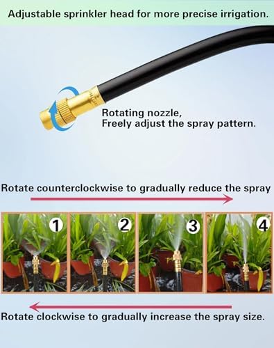 Drip Irrigation System,Automatic Garden Watering System, 360 Degree Adjustable Garden Sprinkler, High Output Mist Spray Nozzle for Potted Plants, Easy Connect & Rotating Head, Customizable Water Flow