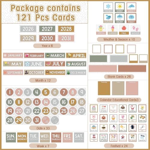 Sinload Classroom Calendar Pocket Chart Black, Boho