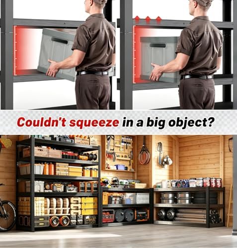 84" H 5-Tier Heavy Duty Storage Shelves, 3000LBS Capacity Adjustable Metal Industrial Garage Shelving Units,Freestanding Storage Rack for Shop and Warehouse, 84" H x 55" W x 24" D