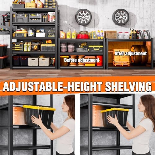 72''H 45''W 20" D Storage Shelves Garage Shelving,Adjustable 5 Tier Utility Steel Shelf, Heavy Duty Metal Shelving, Shelving Units and Storage Rack fo Kitchen Pantry Laundry