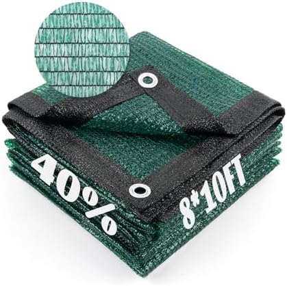 Cool Area Sun Shade Cloth with Grommets for Garden, 40% 8x10ft, Dark Green