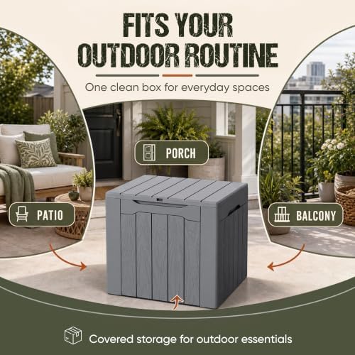 Flamaker Deck Box 30 Gallon, Waterproof Resin Small Storage Box with Lid