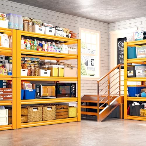 REIBII Orange Garage Shelving 3-Pack Heavy Duty Storage Shelves for School
