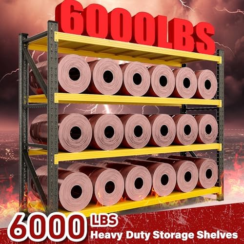 6000LBS Heavy Duty Garage Shelving Units,79" Wide & Deep Storage Shelves,Yellow Metal Garage Shelves,Large Storage Rack,Steel Shelf,Industrial Shelving for Shop,Warehouse,79" W x 24" D x 79" H