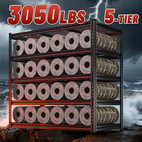 REIBII 5 Tier Heavy Duty Storage Shelves for Garage Basement Warehouse