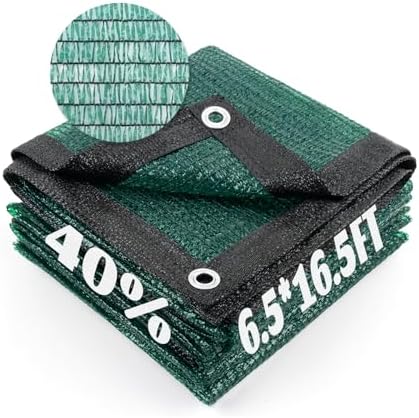 Cool Area Shade Cloth with Grommets for Garden, 40% 6.5x16.5ft, Dark Green