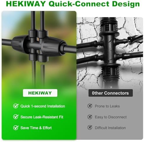 1/2 Inch to 1/4 Inch Barbed Tee Connectors, Drip Irrigation Reducing T Fittings for Main Line to Branch Line Conversion, Quick-Install Leak-Free Irrigation Connectors, 6 Pack