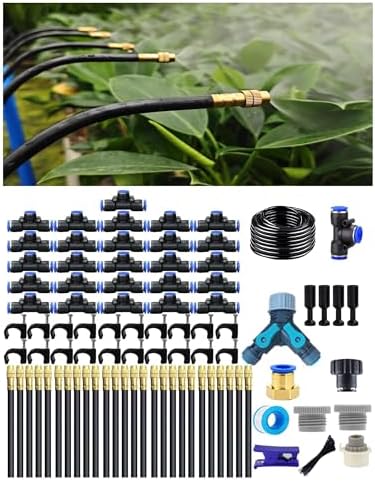 Drip Irrigation System,Automatic Garden Watering System, 360 Degree Adjustable Garden Sprinkler, High Output Mist Spray Nozzle for Potted Plants, Easy Connect & Rotating Head, Customizable Water Flow