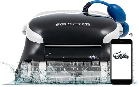 Dolphin (2025 Model) Explorer E25 Wi-Fi Robotic Pool Vacuum Cleaner Pools up to 50 FT - Waterline Scrubber Brush