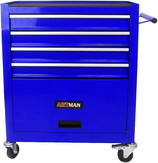 4 Drawers Rolling Tool Cart on Wheels, Trolley Organizer Tool Case Tool Chest, Multifunctional Tool Storage Tool Box for Workshop, Garage, Warehouse, Repair Shop (4 Drawers-29.3" H-Blue)