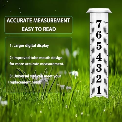 Rain Gauge Replacement Tube, Accurate Rain Gauges Outdoors Best Rated, 7" Capacity Rain Gauge Tube Replacement for Yard & Garden, Water Gauge for Rain, 2 Plastic Rainfall Meter Tube with 1 Clean Brush