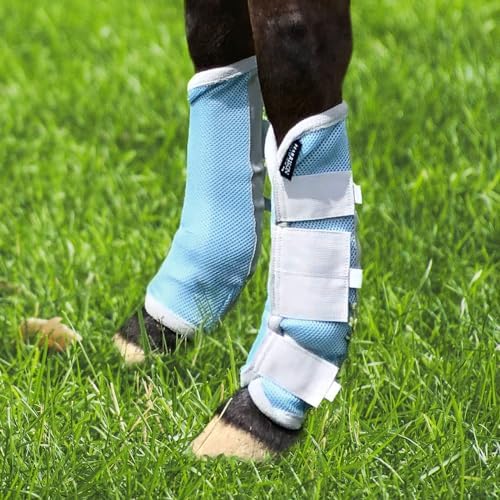 Harrison Howard Horse Fly Boots Leg Guards Fly Boots Protection Set of 4 Voodoo Blue Medium Cob