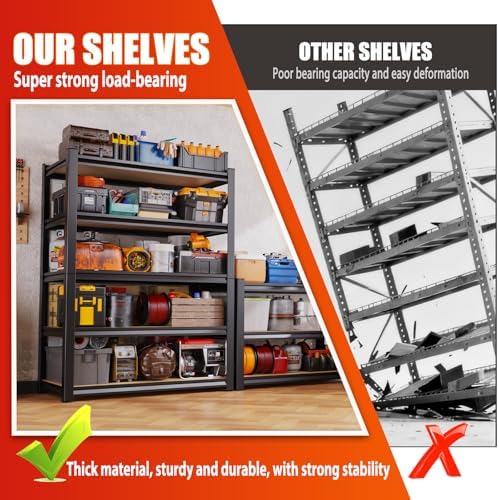 3 Tier Garage Shelving,Garage Storage Shelves,Adjustable Heavy Duty Metal Shelving Units and Storage Large Rack,Utility Steel Shelf For Shop Warehouse Industrial Pantry Basement Organizers 35"x33"x16"