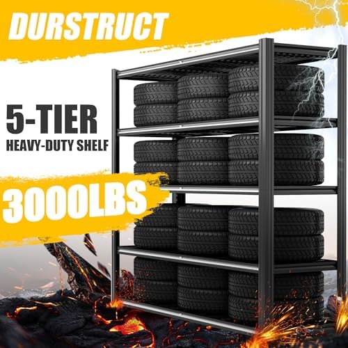 Durstruct 5 Tier Heavy Duty Metal Shelving Unit, 60”W x 24”D x 72”H