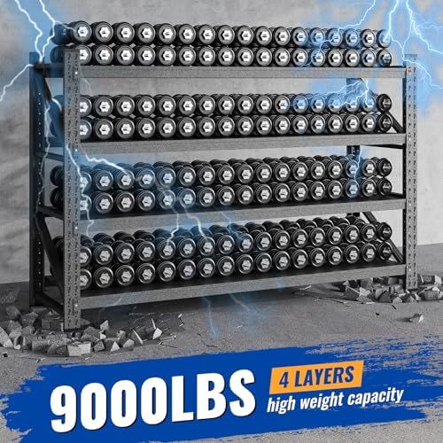 BYNSOE 77" W Storage Shelves 9000lbs Garage Metal Shelving Heavy Duty Garage Shelves Adjustable Storage Shelves for Industrial, Factory,(77" W X 24" D X 70" H)