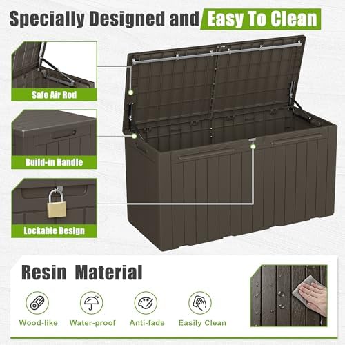 Flamaker Resin Deck Box 100 Gallon Large Outdoor Storage Box Waterproof