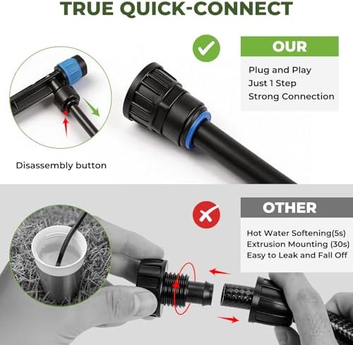 230FT Drip Irrigation System Kit, Quick Connect Garden Watering System, Complete Automatic Drip Irrigation Kit with 1/2" & 1/4" Tubing, Adjustable Emitters for Garden, Raised Beds & Greenhouse