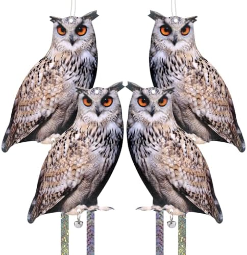4PCS Hanging Flat Fake Owl to Keep Pigeon Away from Balcony