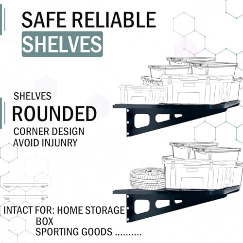 4-Pack 2x4ft Garage Wall Shelving, 4 Shelf Total 16 ft(L) Garage Shelving Wall Mounted, Heavy-Duty Storage Shelves, Perfect for Holding Storage Bins, Sporting Goods, Tools, and More Space-Saving