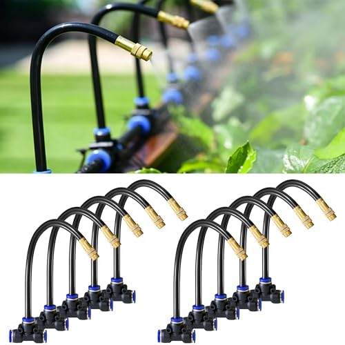 10 Pack 360° Copper Mister Nozzles with Tee for 5/16" Dirp Irrigation Kit