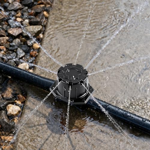 150 Pcs Adjustable Drip Irrigation Emitters for 4mm x 7mm PE Tubing, 8-Hole 360° Adjustable Micro Drippers, Anti-Clog Drip Sprinklers for Garden Irrigation System, Adjustable Flow 0–120L/H