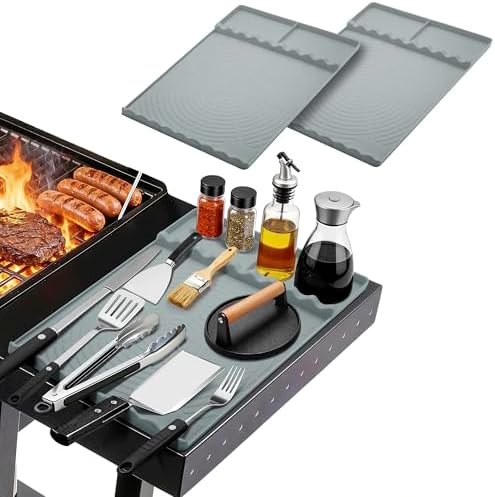 Silicone Grill Mat for Blackstone Griddle Accessories (Gray-2Pack)