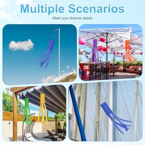 M METERXITY 1-Pack Windsock Flag, Colorful Wind Socks for Garden/Yard/Patio/Home Decor, Spring Summer Fall Winter Outdoor Hanging Decoration [39.4 in / 100cm, Blue]