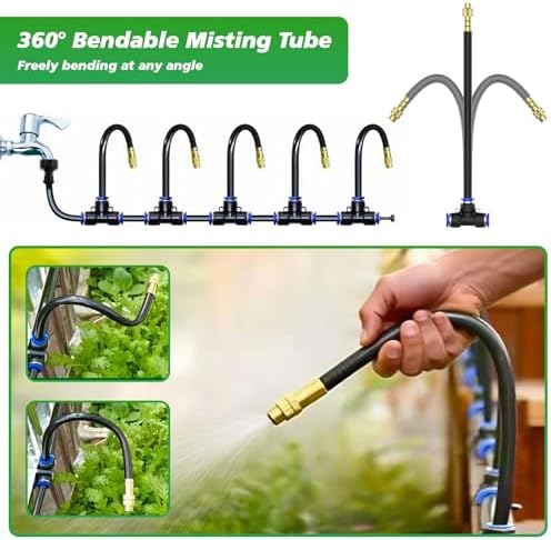 360° Adjustable Drip Irrigation System - Garden Watering System 66FT with 20 Nozzles, Drip Irrigation Kit for Garden, Yard, Lawn, Greenhouse, Plants, 5/16 inch Hose