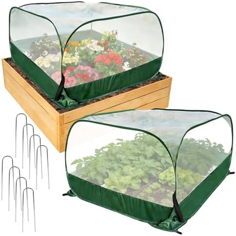 2Pcs 40"x40"x20" Pop Up Garden Mesh Plant Cover-Foldable Plant Protector