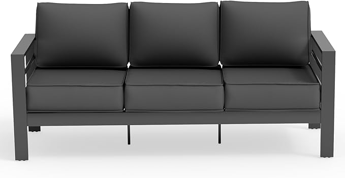 UDPATIO Outdoor Sofa 3-Seat Aluminum Outdoor Furniture with 5" Thick Cushion and Waterproof Cover