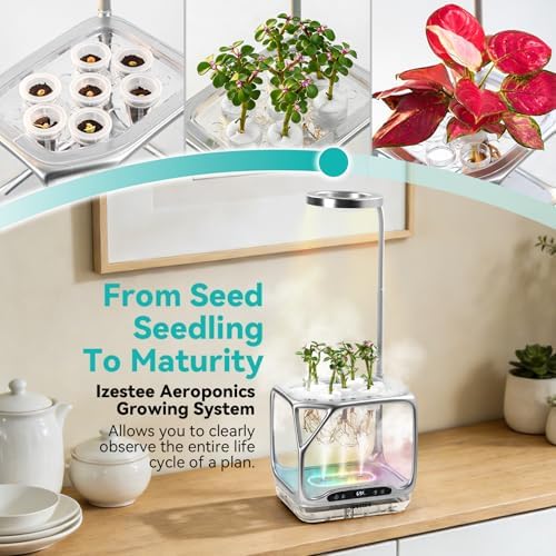 Aeroponics Growing System with Grow Light & Humidifier - Smart Indoor Garden, Visual Root Observation, RGB Mood Lighting, for Plants, Mushrooms - Desktop Hydroponic Planter