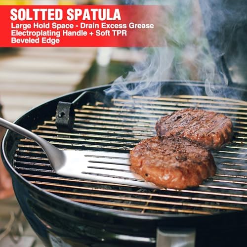 PARGRILL Grill Accessories Heavy Duty BBQ Set Gifts for Men/Women - Premium Stainless Steel Spatula, Fork, Brush & Tongs, Barbecue Utensils Tool Kit Gift for Grilling Lover Outdoor