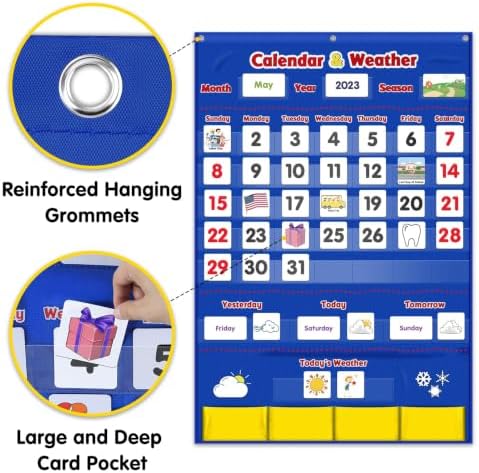Calendar and Weather Pocket Chart, Classroom Organized Chart, 149 Pieces
