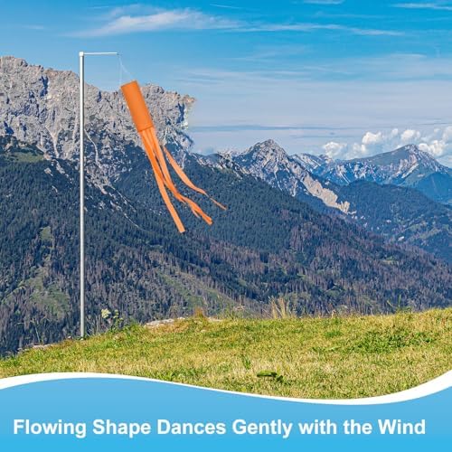 M METERXITY 1-Pack Windsock Flag, Colorful Wind Socks for Garden/Yard/Patio/Home Decor, Spring Summer Fall Winter Outdoor Hanging Decoration [59 in / 150cm, Orange]