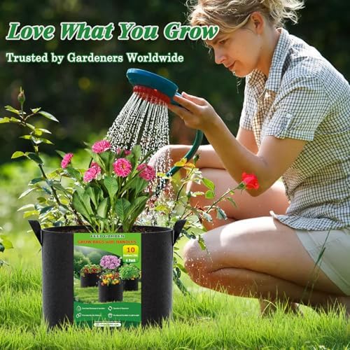 FEED GARDEN 25 Gallon Plant Grow Bags 8 Pack 300G Fabric Pots with Handles