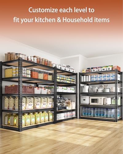 CypBed Garage Shelving Unit,5 Tier, 35.54" W x 16" D x 72" H,Black