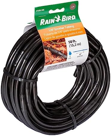 Rain Bird Emitter Tubing, 1/4" | Pressure Compensating | 6" Spacing | 50 ft Roll | Brown