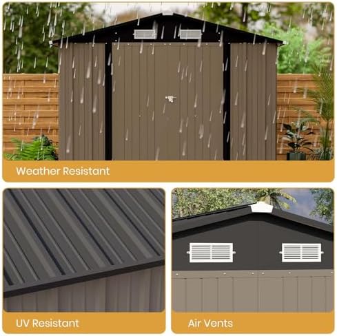 Patiowell 8x12 FT Outdoor Storage Shed, Brown