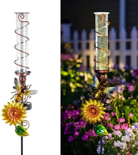 Rain Gauge Outdoor, Solar Water Gauge for Rain