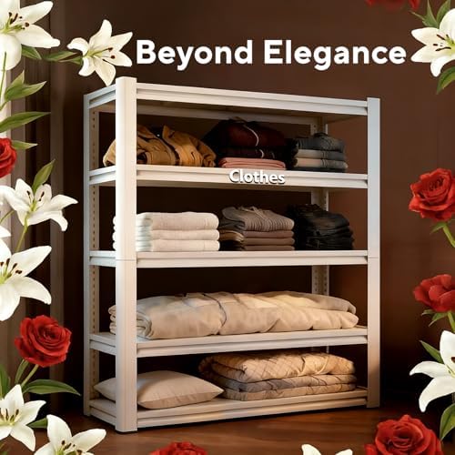 White 72"h *35.12"w*15.7"d Storage Shelves Shelving: Adjustable Metal 5-Heavy-Duty-Shelf (Unit)-Rack Industrial Utility Household Organizer/Systerm for Kitchen Pantry/Bedroom/Garage/Closet
