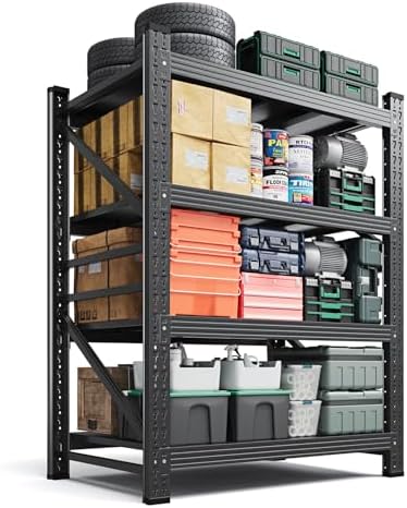 Letaya 2000LBS Storage Shelves Heavy Duty,60" H Garage Shelving, 4 Tier Adjustable Utility Display Stands,for Shop,Warehouse,Basement,Black (40" W x 20" D x 60" H)