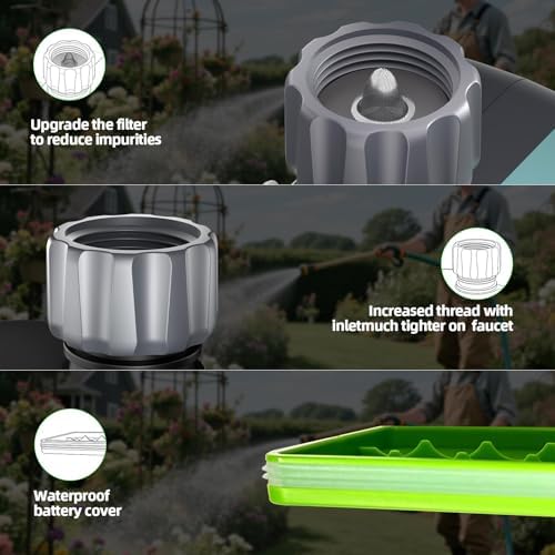 3 Zone Sprinkler Timer,3 Custom Watering Plans Hose Time, IP65 Waterproof, Rain Delay Manual & Automatic Watering with Large LCD for Yard Lawn Outdoor