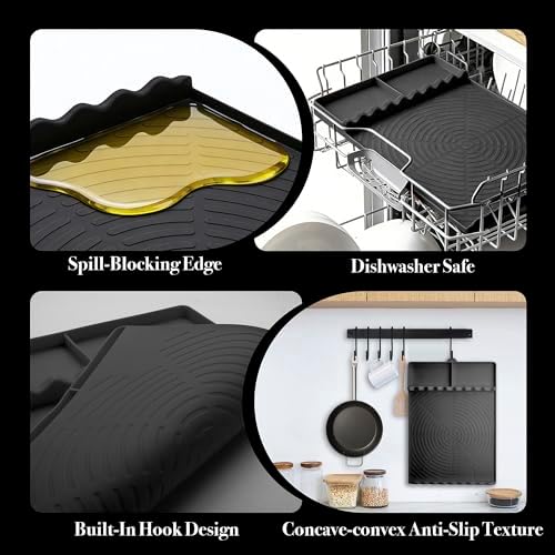 Silicone Grill Mat for Blackstone Griddle Accessories (Black)