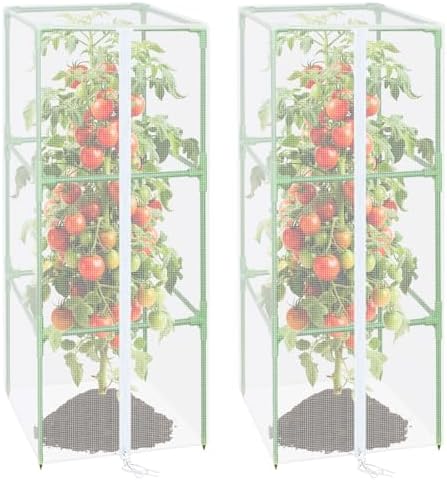 ZeeDix 43x16.1 in Garden Tomato Plant Cover Netting for Square Tomato Cage