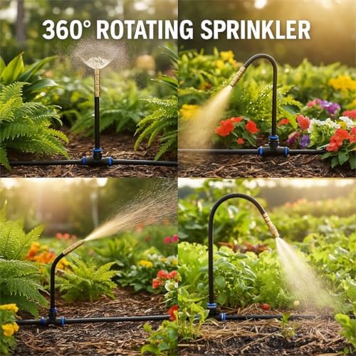 Automatic Garden Irrigation System 100ft with 18 Adjustable Copper Nozzles